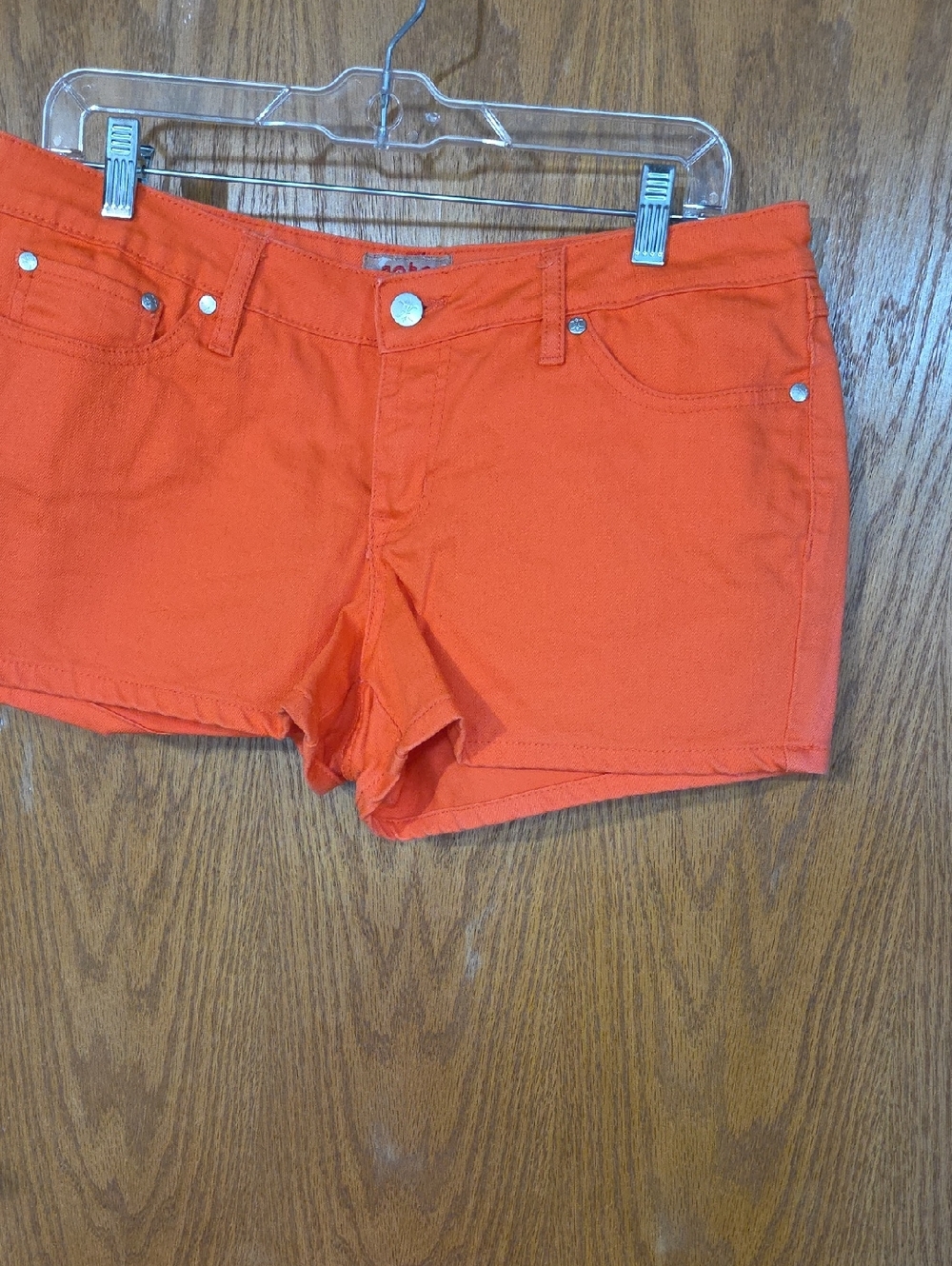 #15 No Boundaries Bright Orange Denim Shortie Shorts